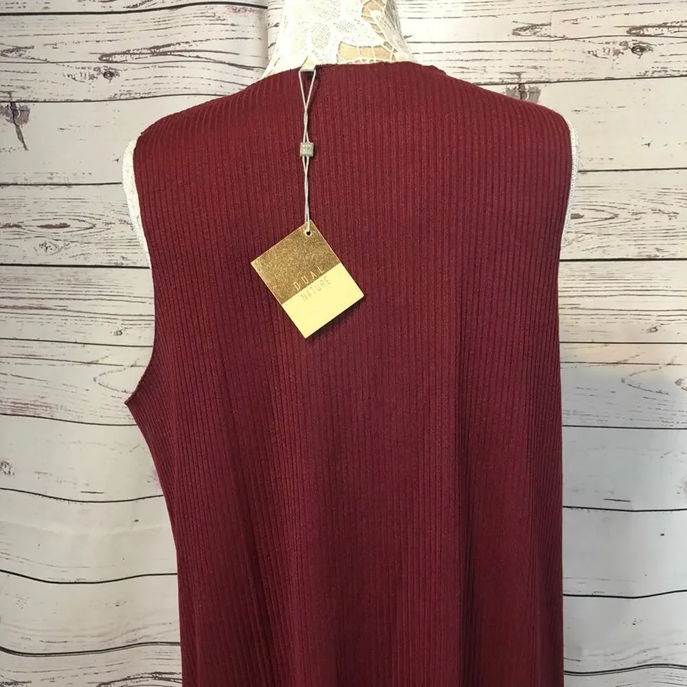 NWT Dual Nature ribbed dress in wine from Nordstrom Rack size large
